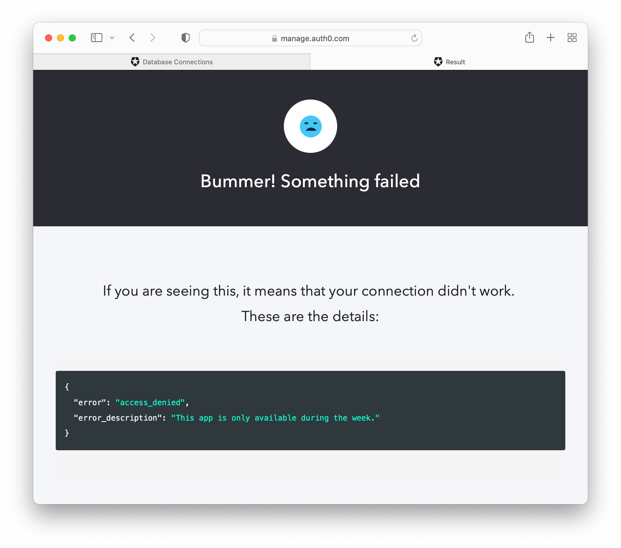 Bummer! something failed page