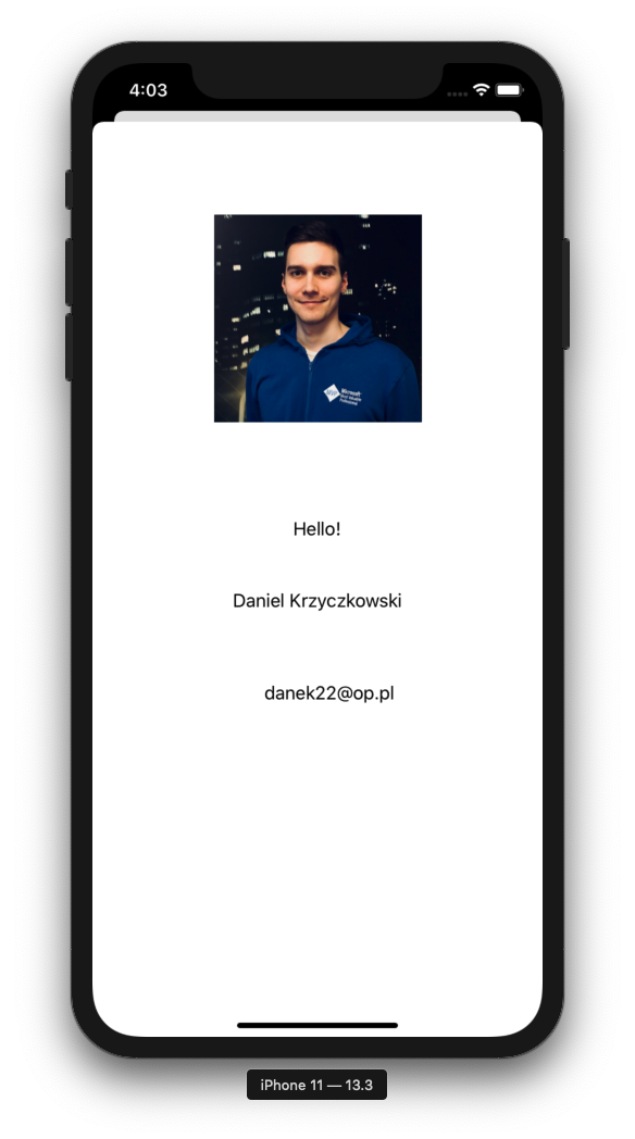 User profile screen on iOS