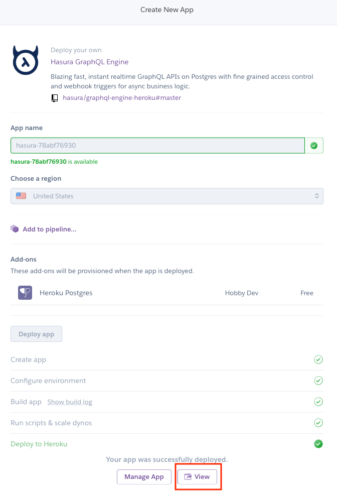 Deploying the Hasura app to Heroku