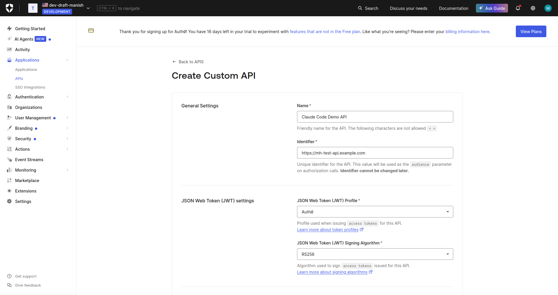 Auth0: Claude Demo API