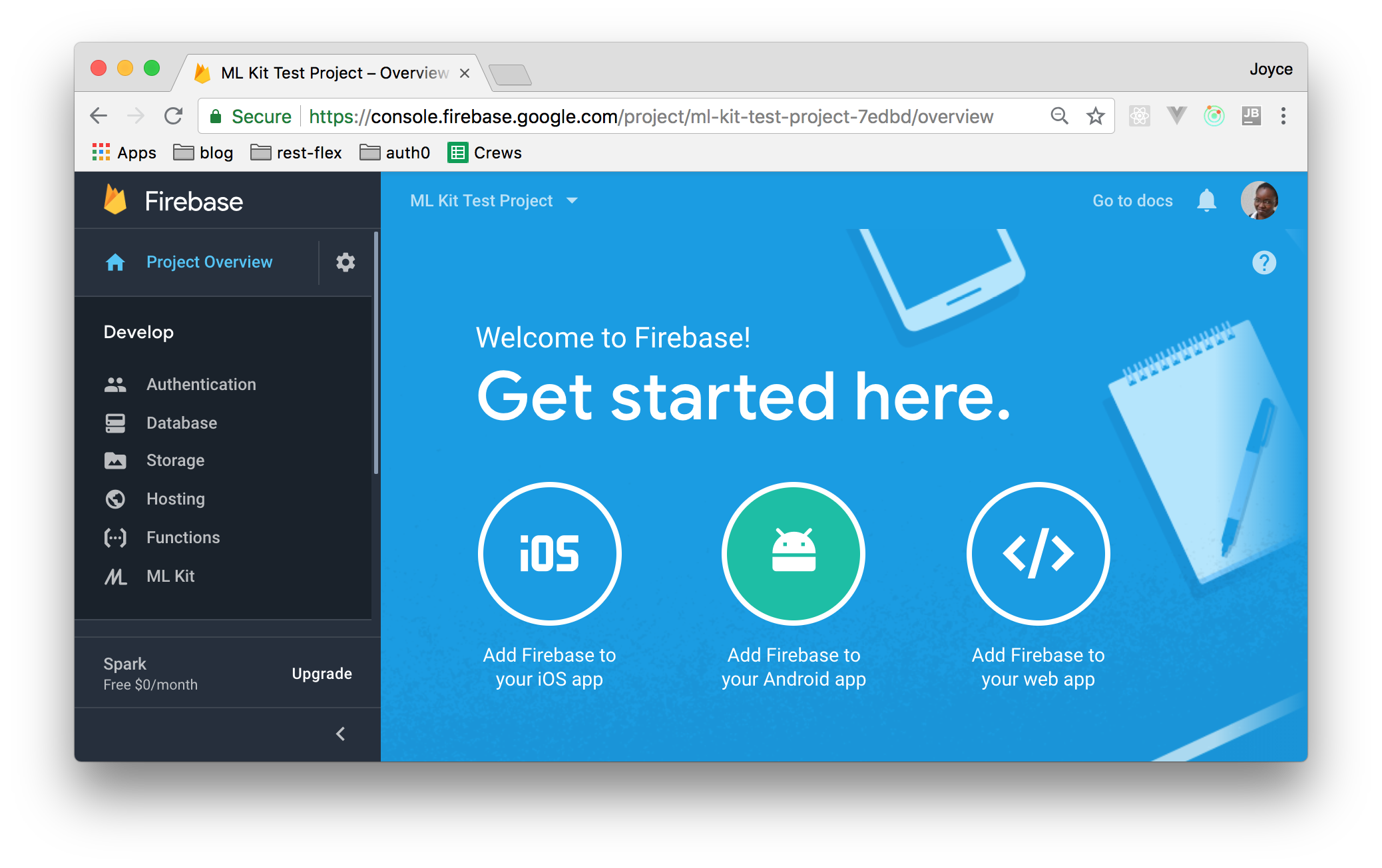 Firebase ml kit store web