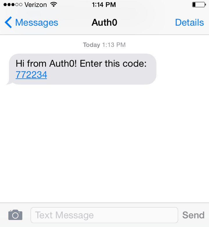 Auth0's SMS received
