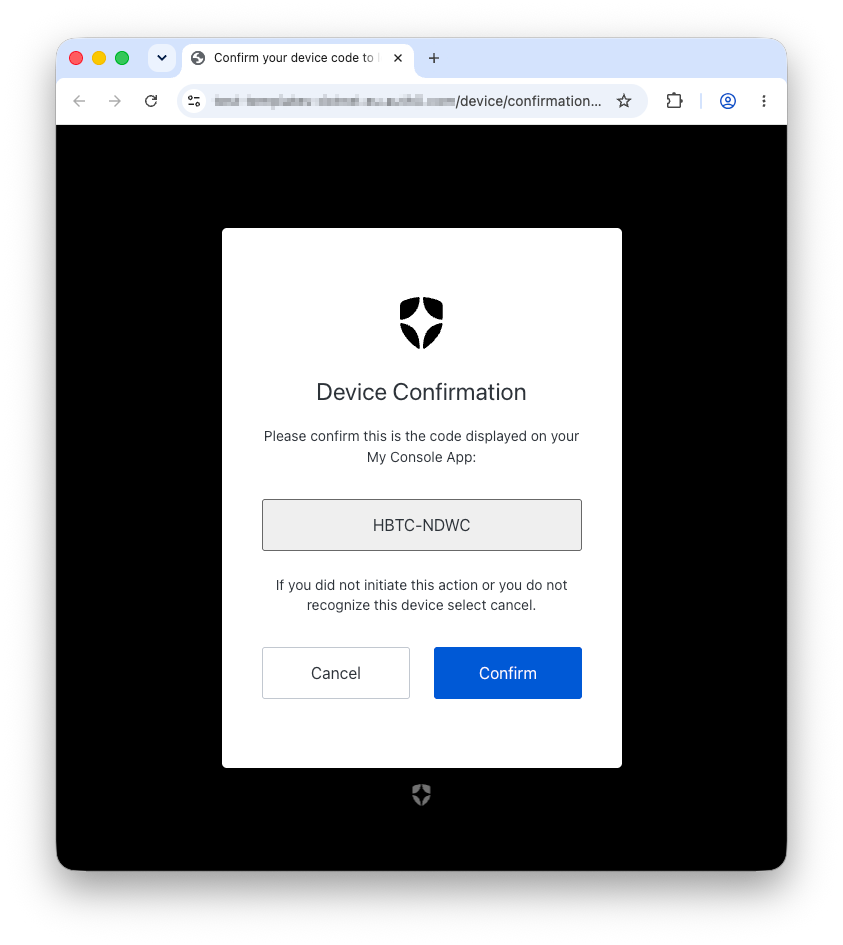 Auth0 device authorization confirmation screen in the browser.