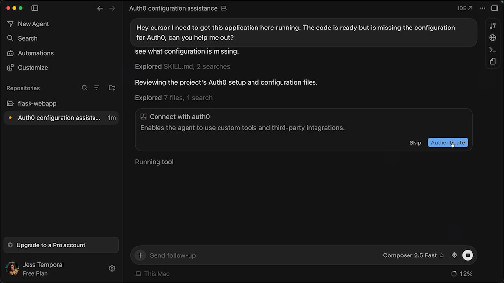 Cursor working after the prompt is sent