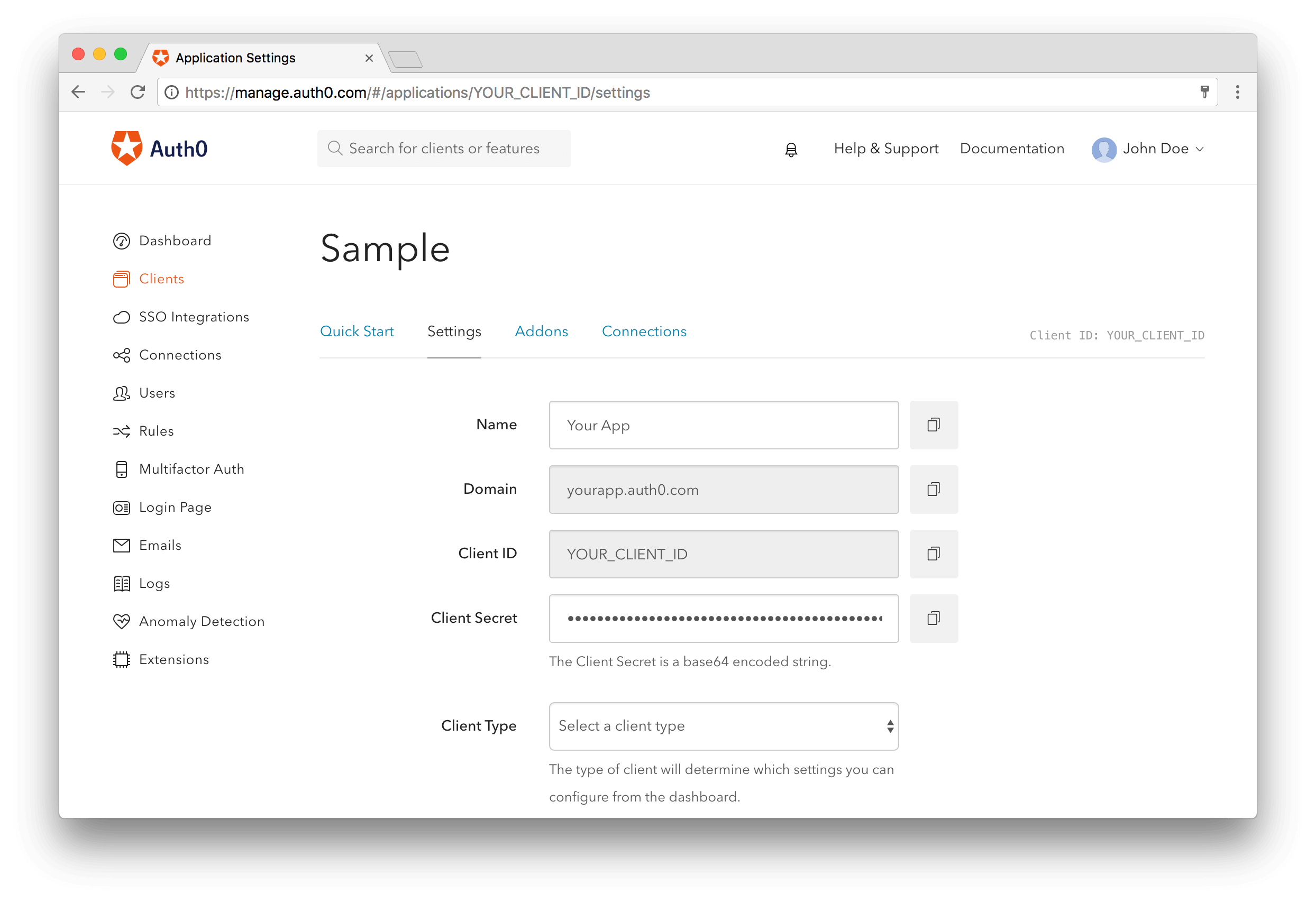 Android application on Auth0's dashboard