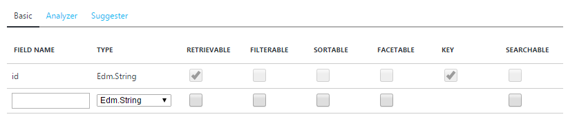 Index fields and attributes