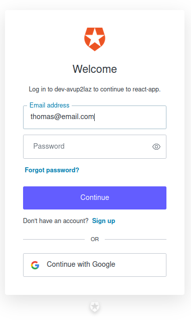 Auth0 universal login form