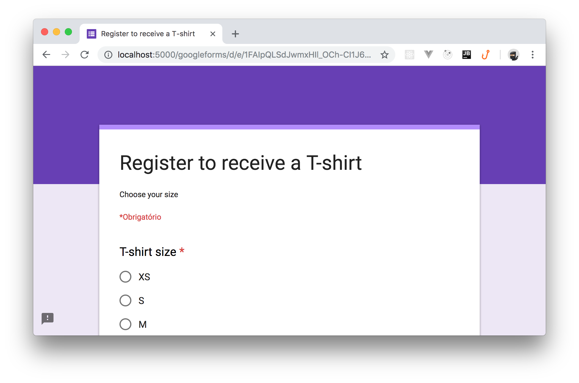 Serving link of Google Forms through a reverse proxy shown directly in application