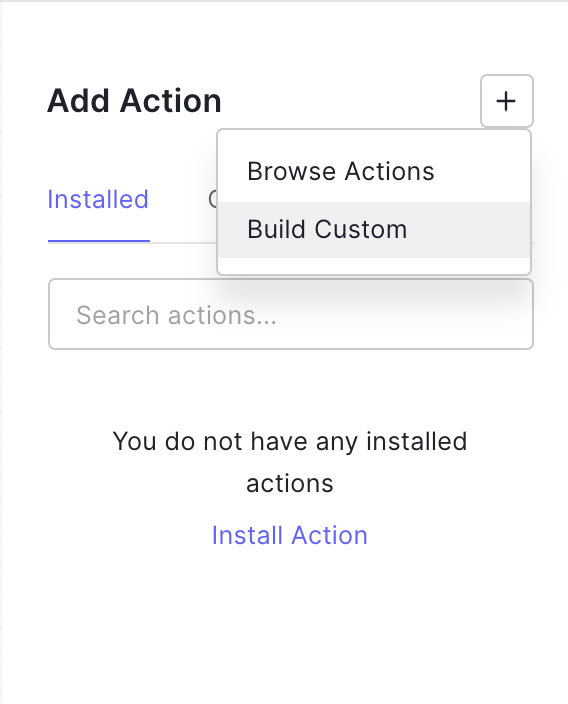 image of the Actions menu on the flow page
