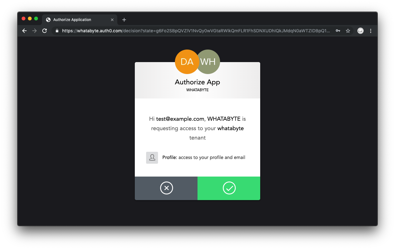 Auth0 authorization modal