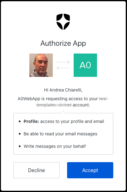 Consent screen based on scope descriptions