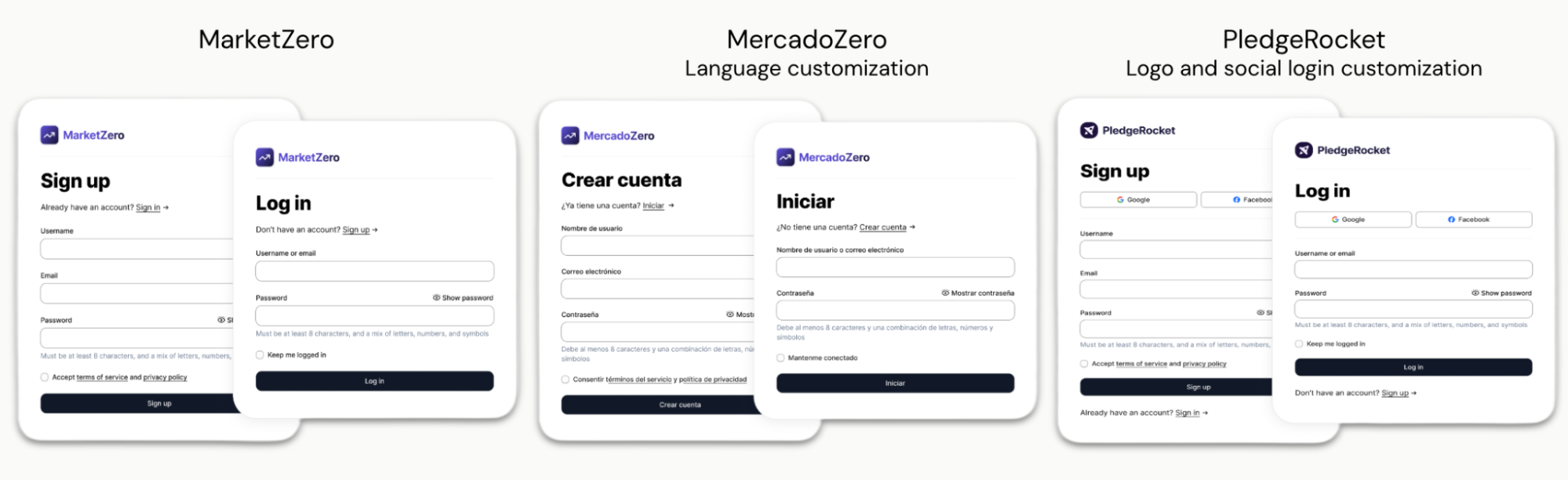 With custom Page Templates and/or Advanced Customized Universal Login (ACUL), customers have the flexibility to customize the login and sign up pages for each domain.