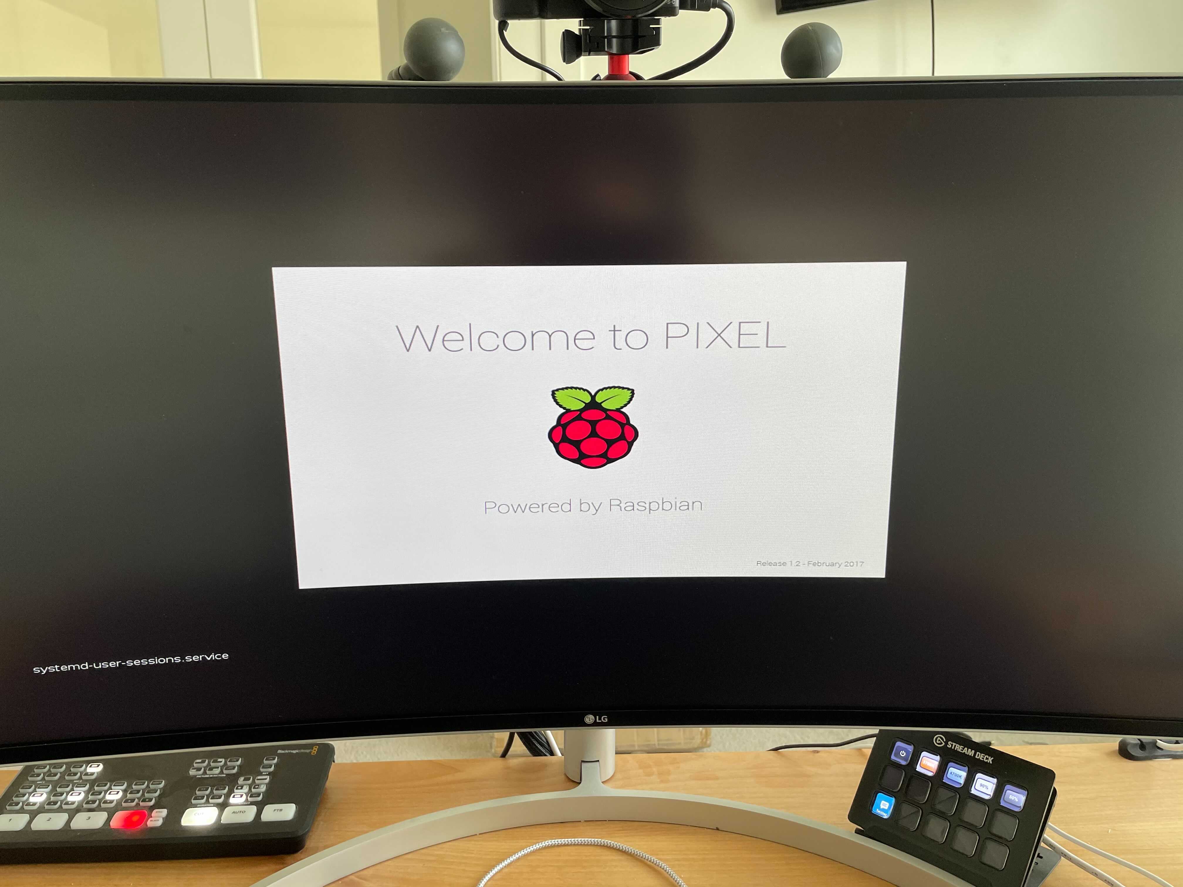 Picture of a Raspberry Pi booting up