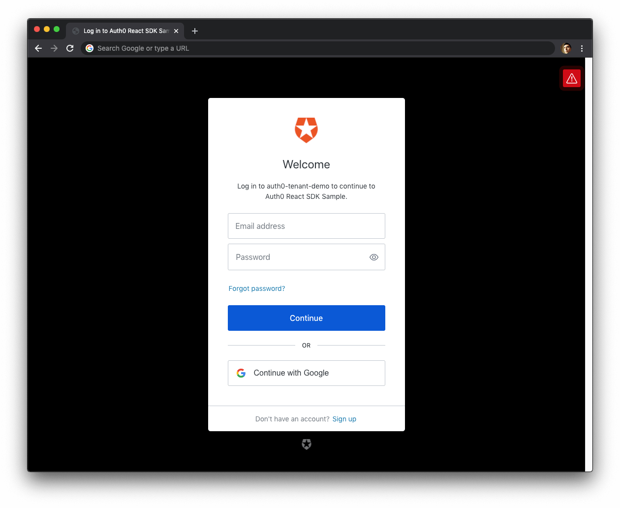 Novo formulário da nova experiência do Login Universal Auth0