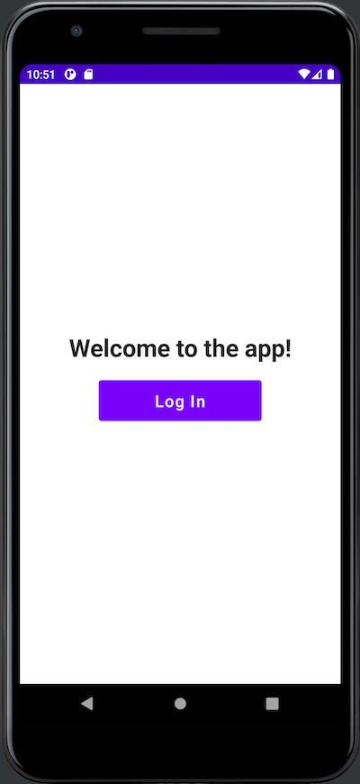The app’s “Welcome” screen.