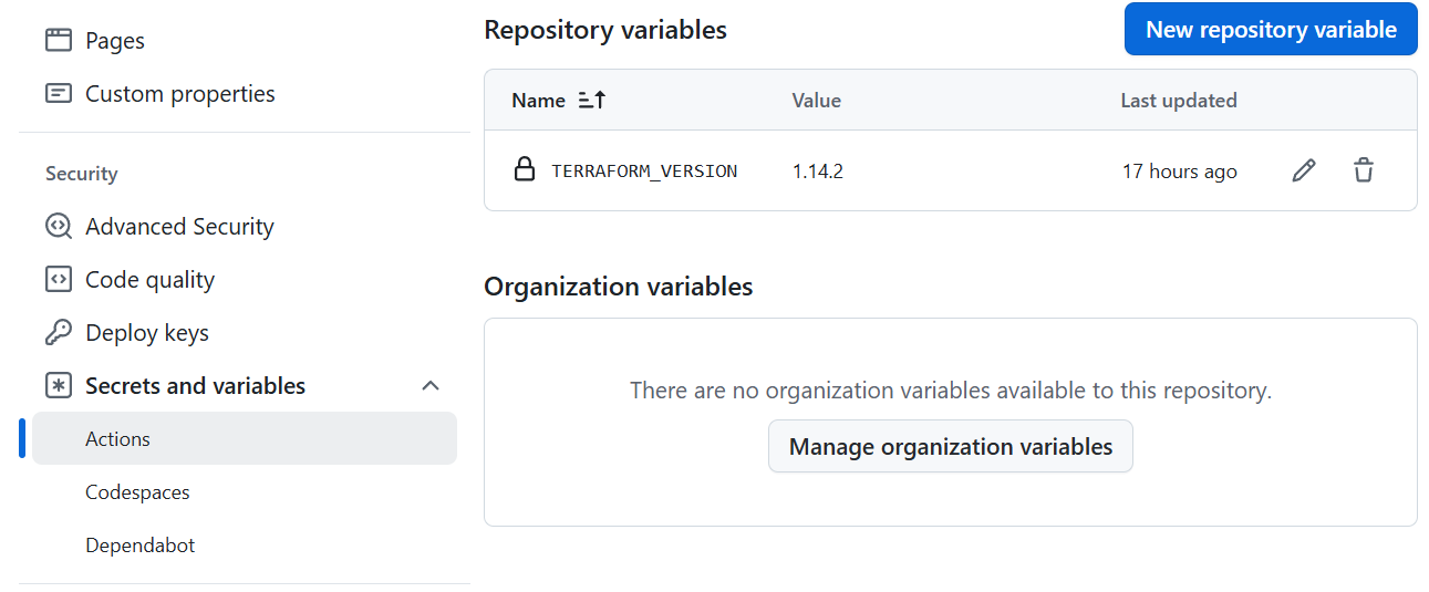 GitHub Secrets Variables