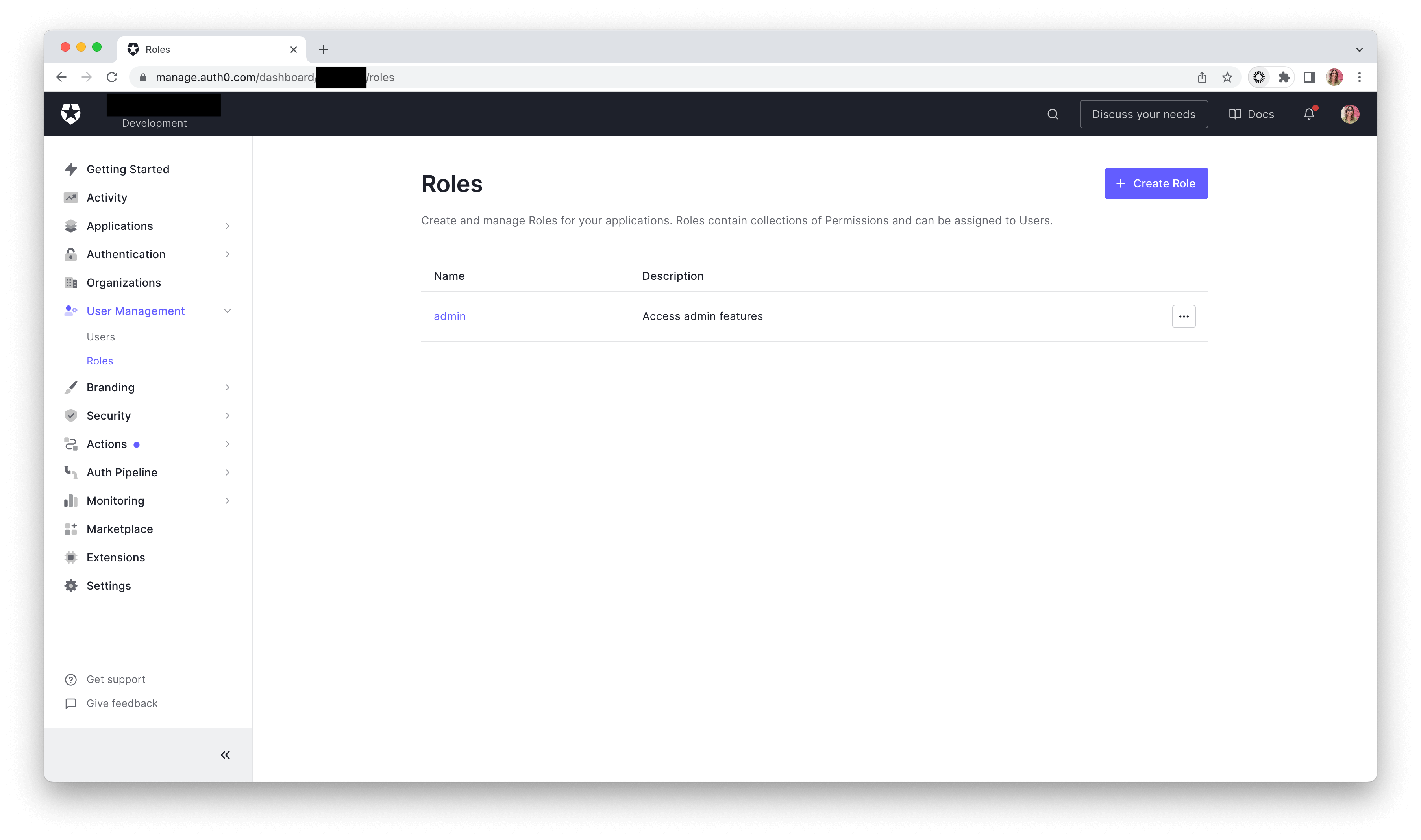 Create a new Role Auth0