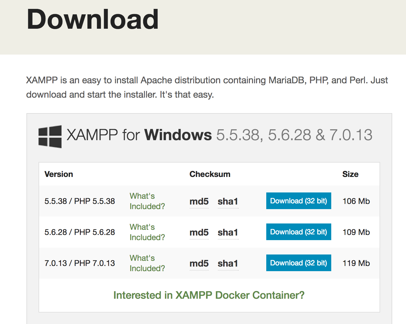 XAMPP download