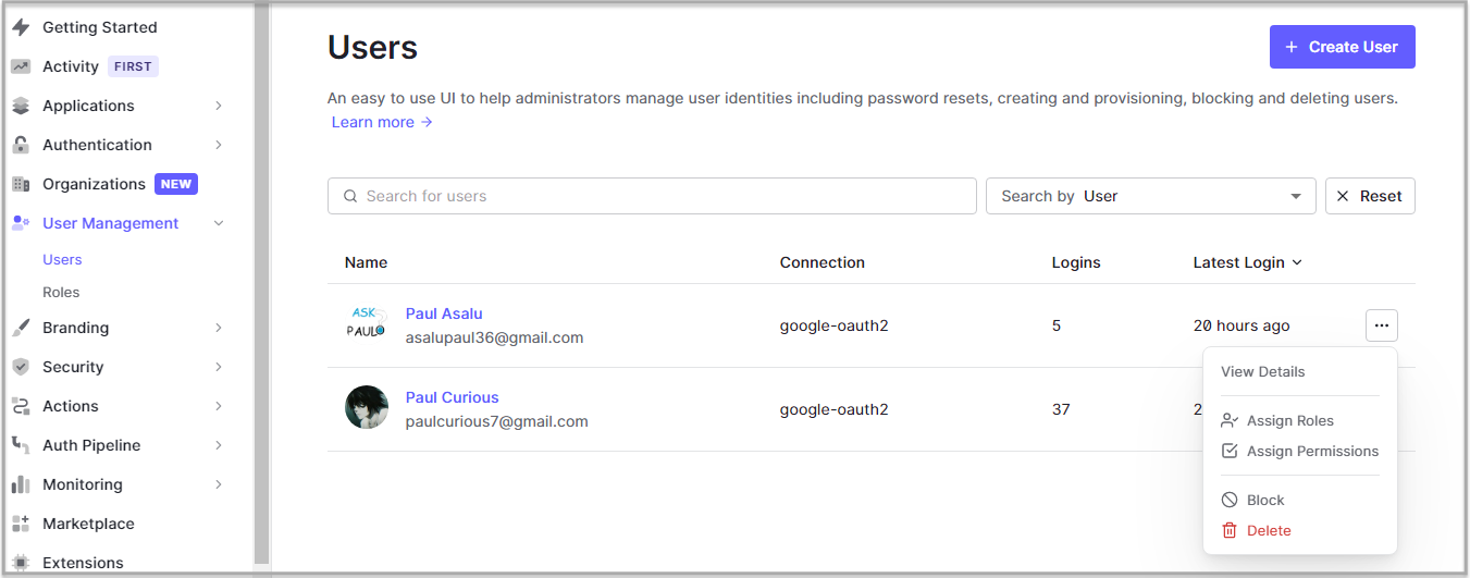 Assigning role to user accounts on Auth0