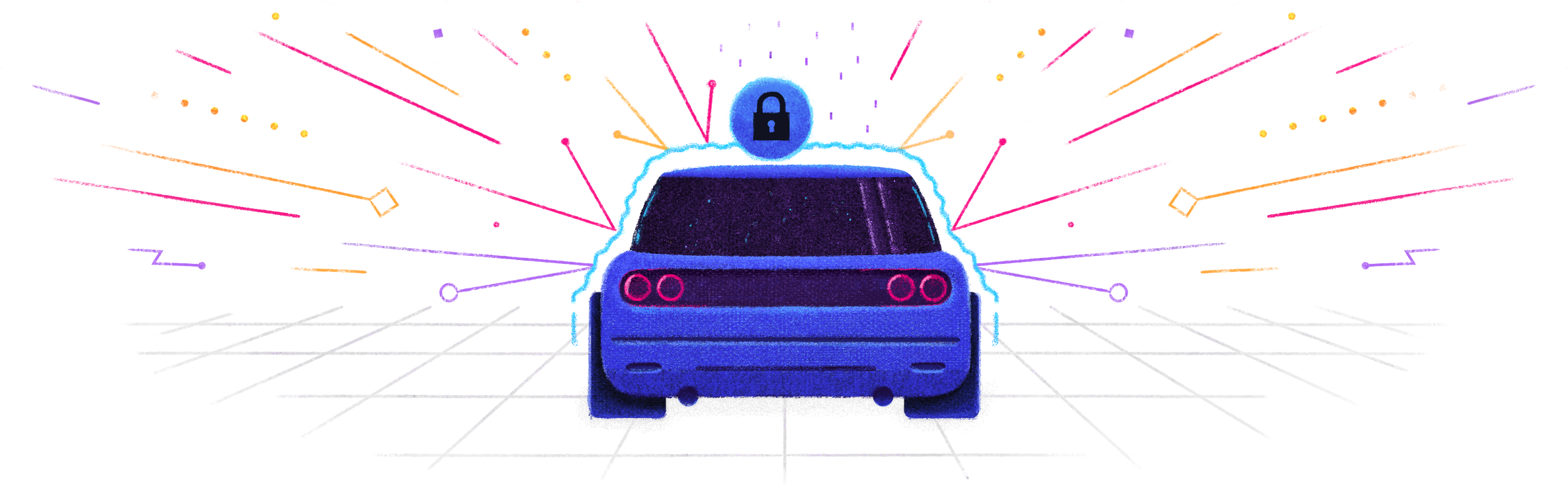 Illustration of a car protected by identity management