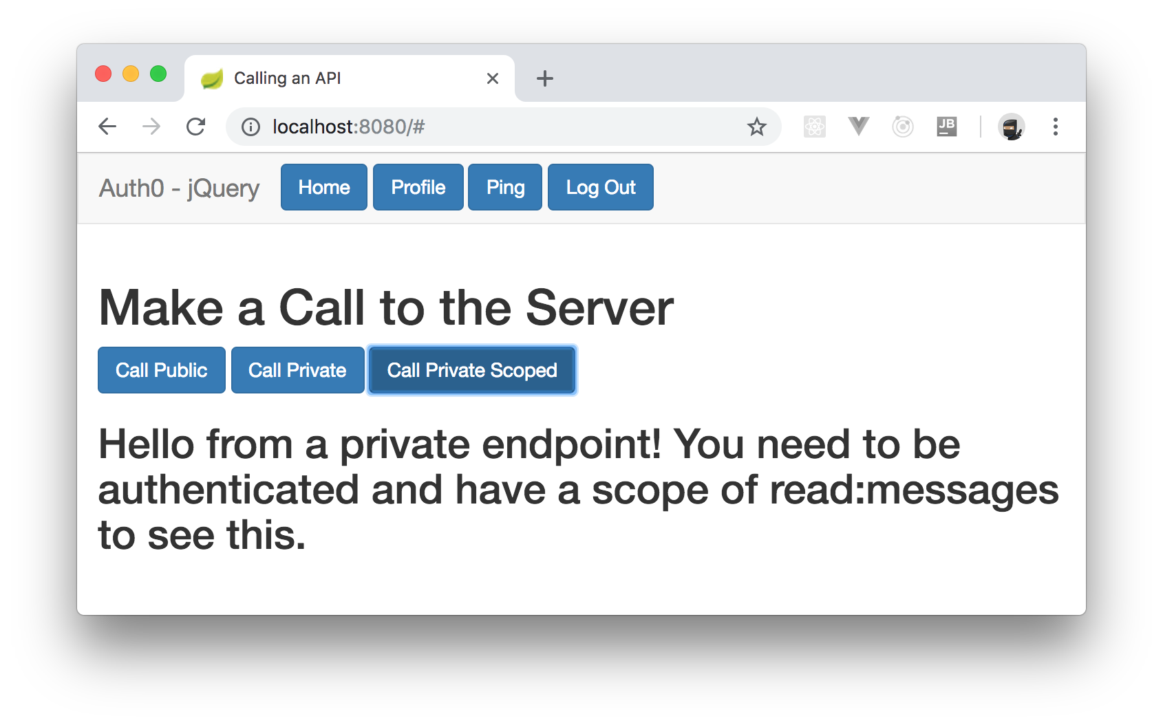 Locally running the SPA - Secure call with OAuth 2.0 and consuming a Spring Boot API