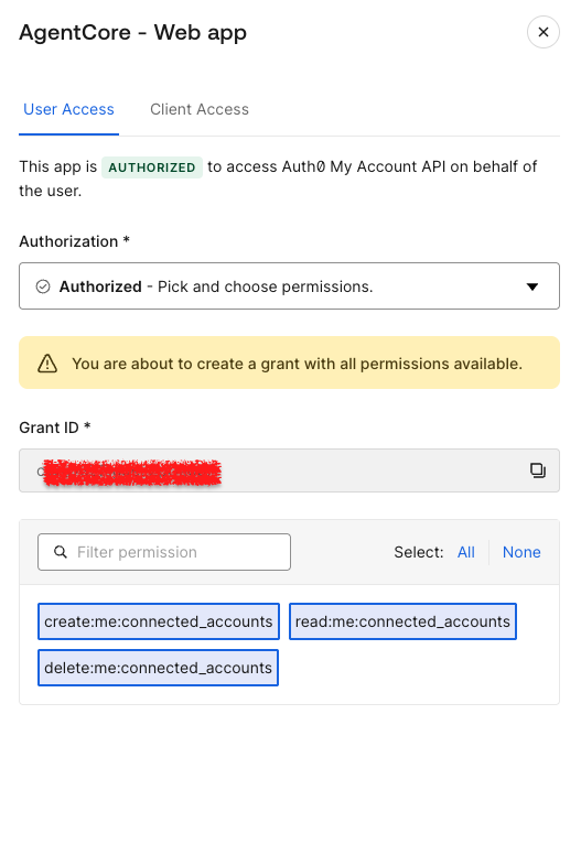 Auth0: Select Scopes assigned for the application