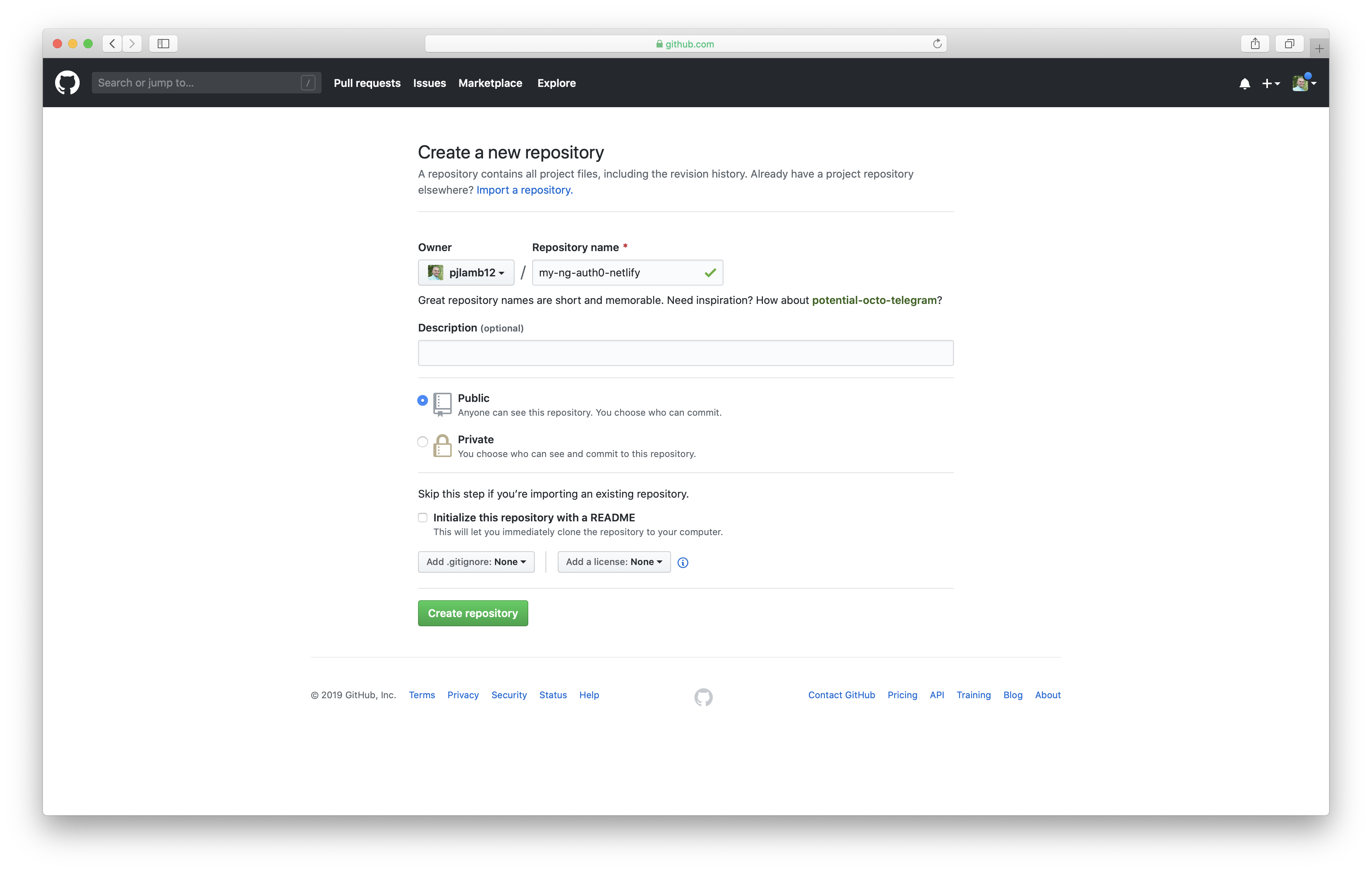 Create a new GitHub repository