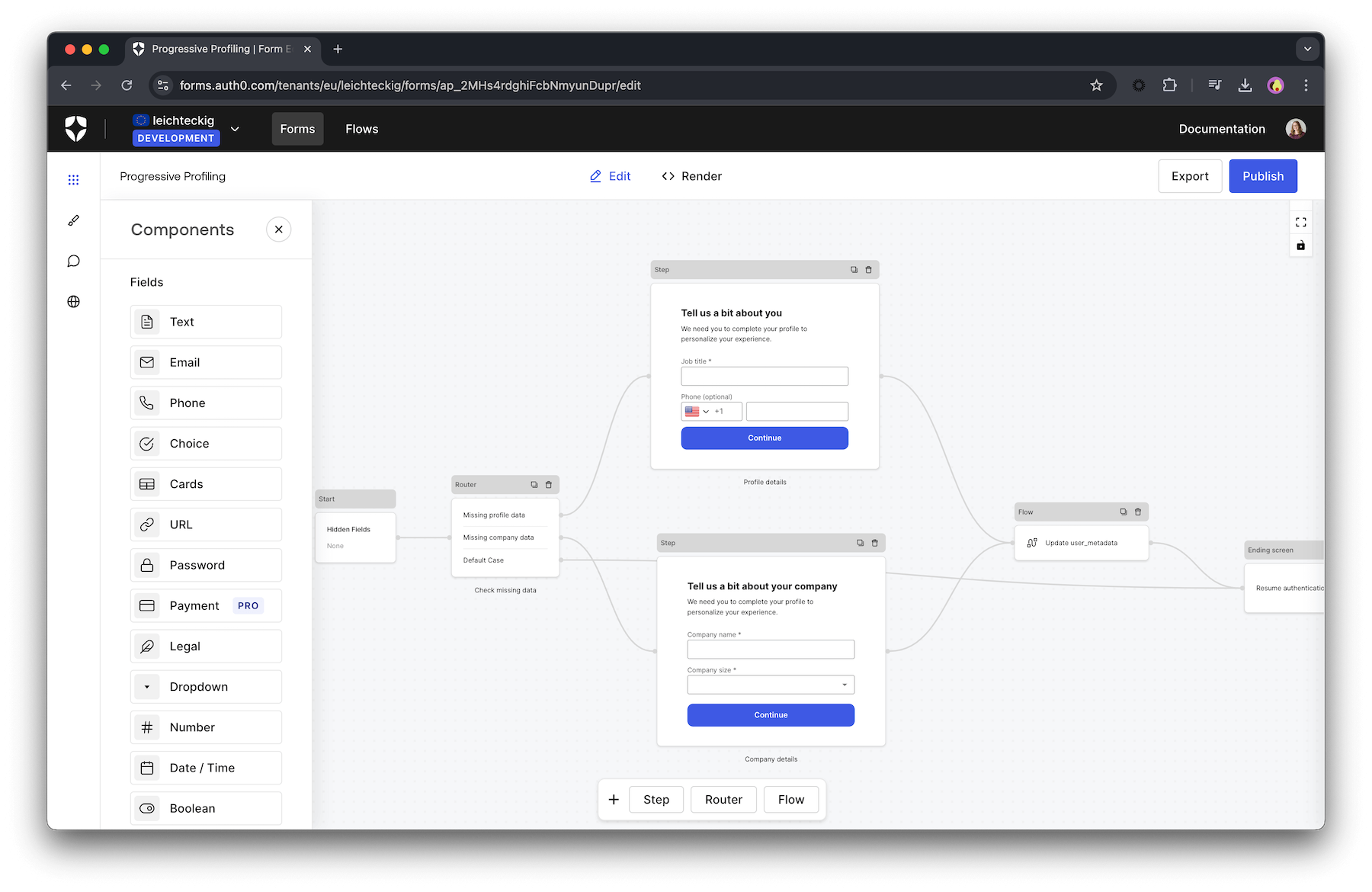 Auth0 Forms Visual Editor