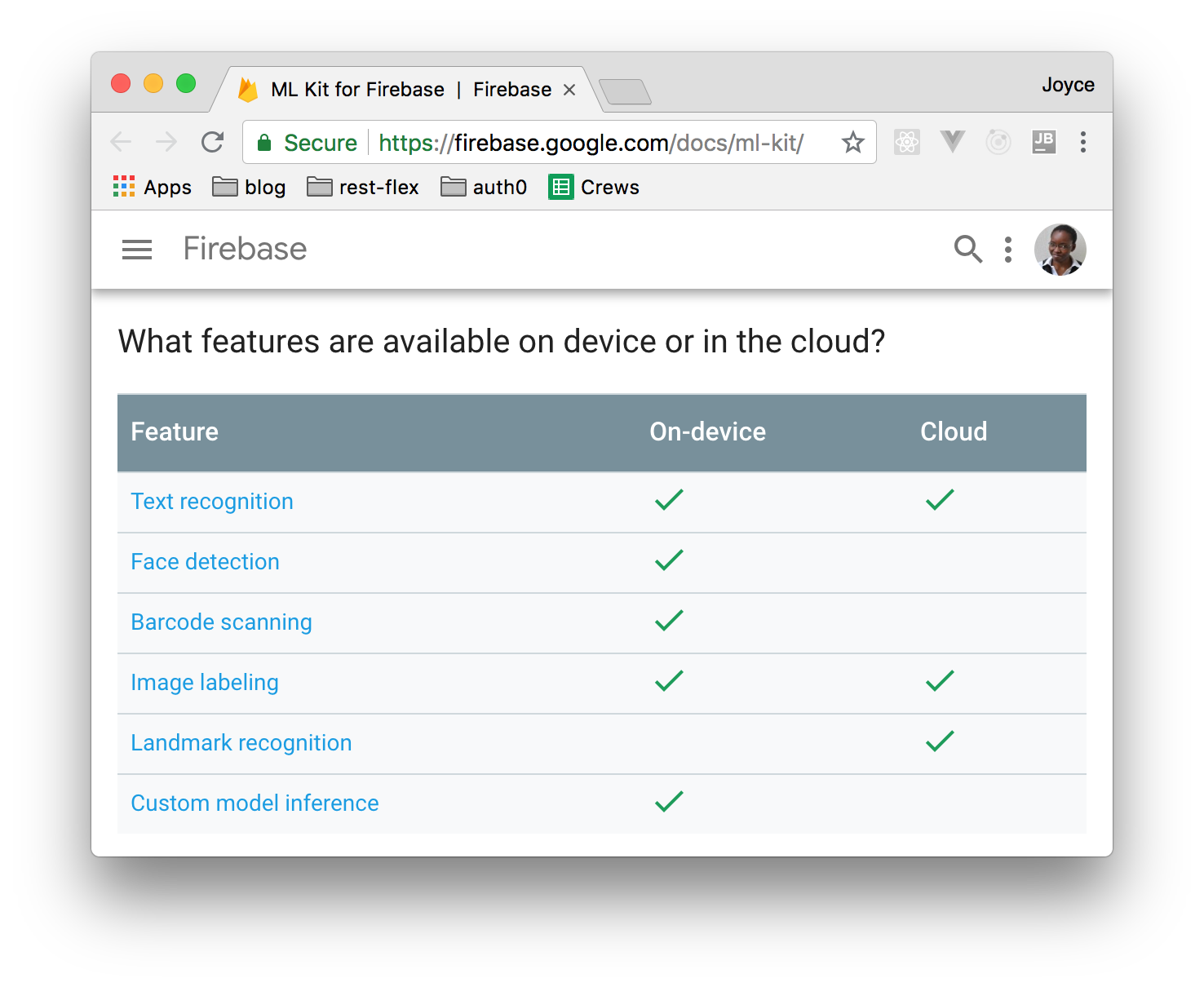 Google's mobile machine learning kit features