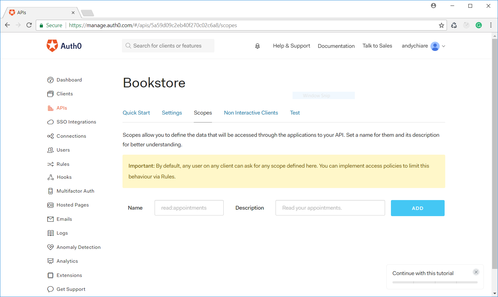 Creating scopes for your ASP.NET Core 2.0 APIs