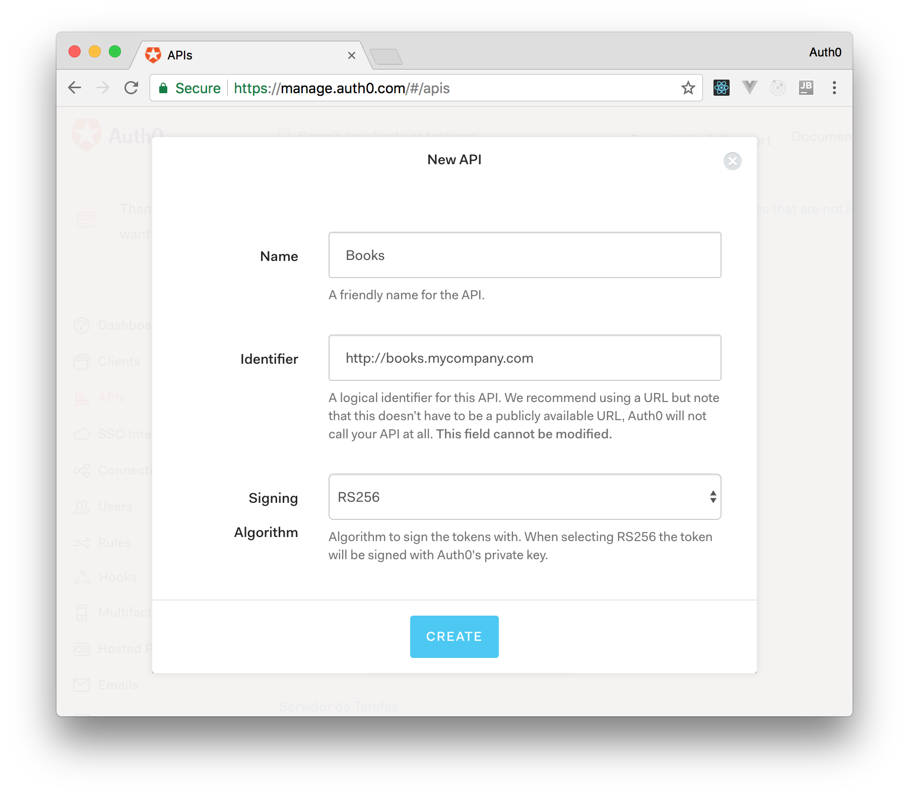 Creating API on Auth0