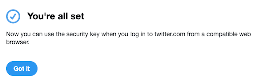Security key with Twitter