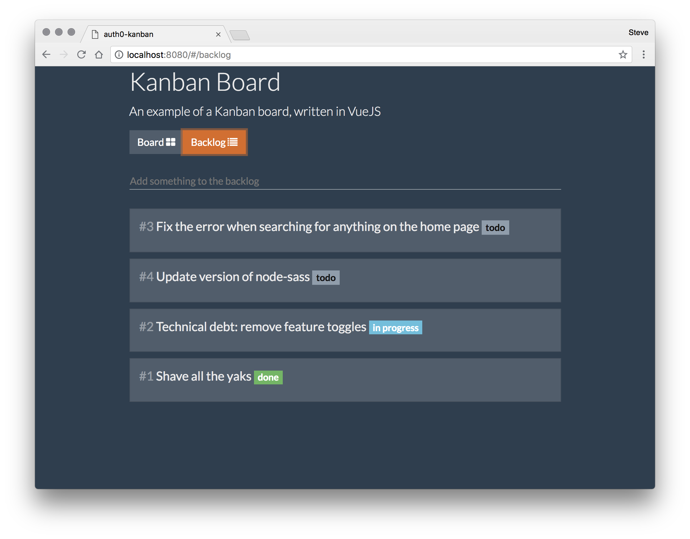 Preview of the Kanban Board application