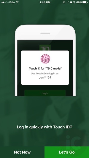 TD Bank employs the thumbprint as a second authenticator.
