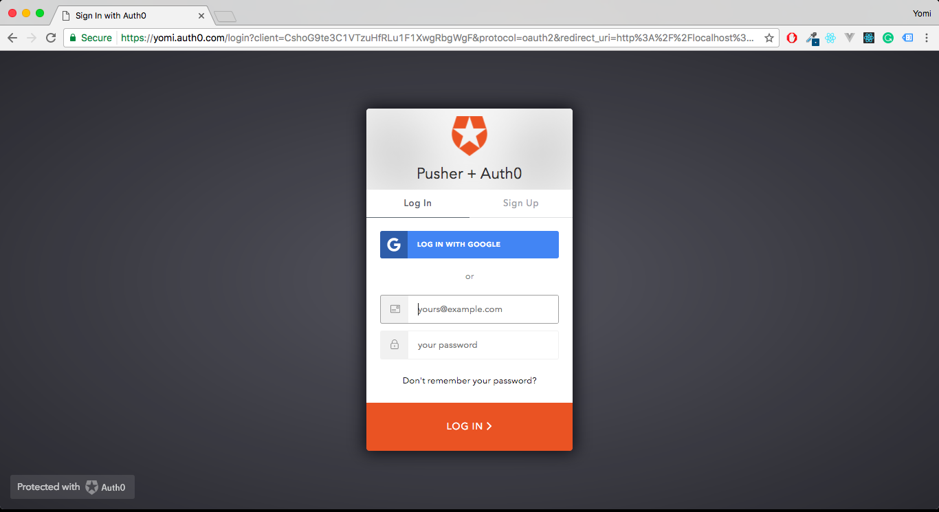 Auth0 hosted login page