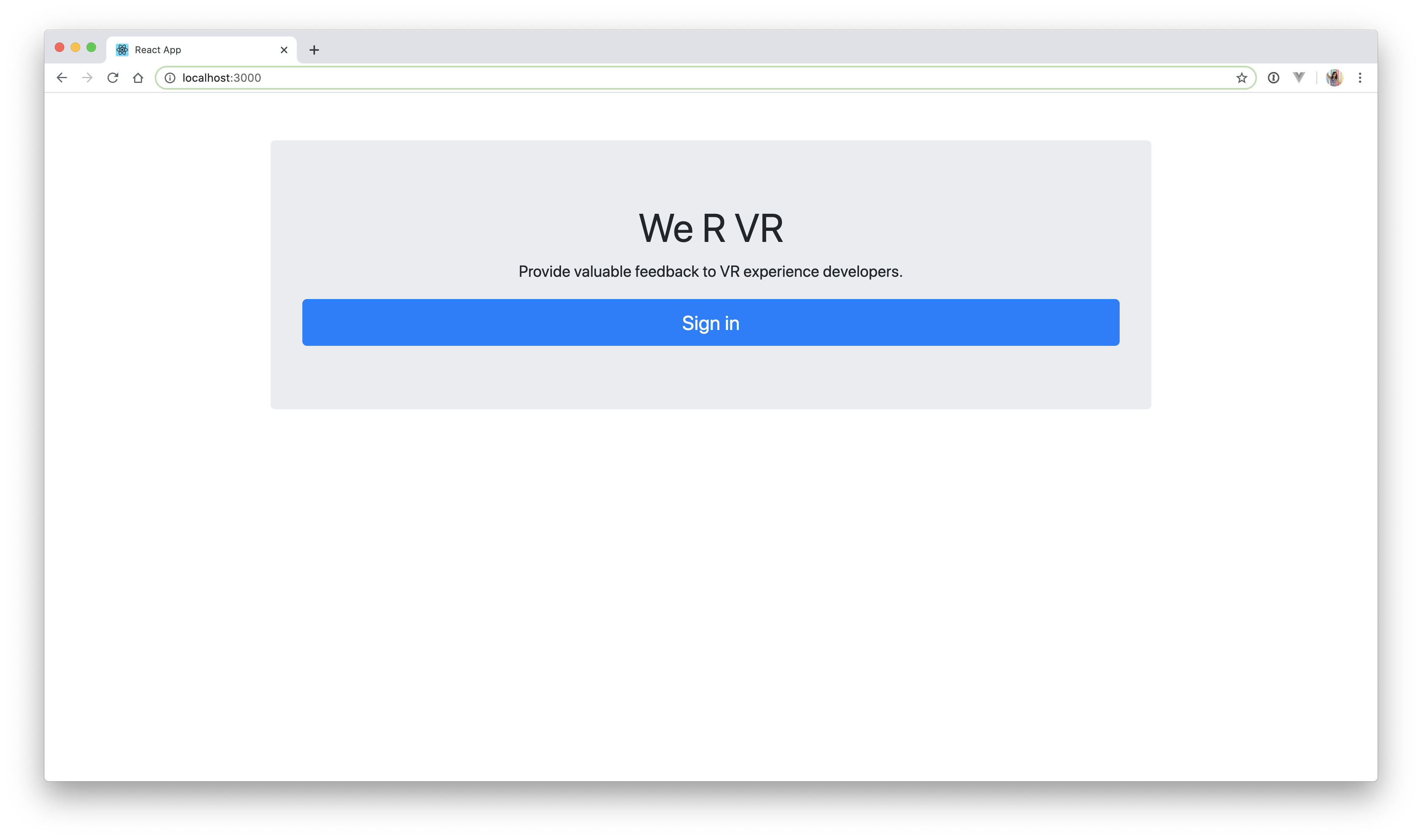 We R VR React Login Page