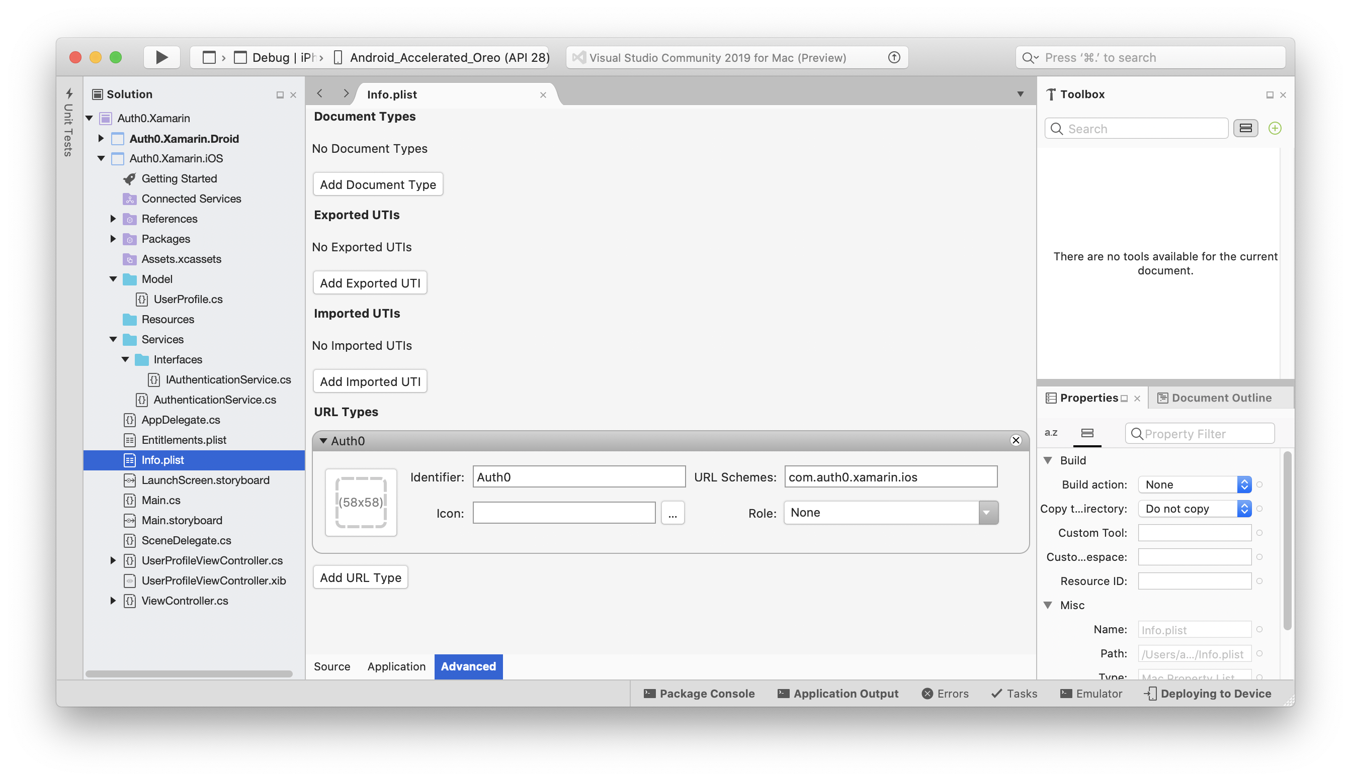 Xamarin iOS URL types configuration