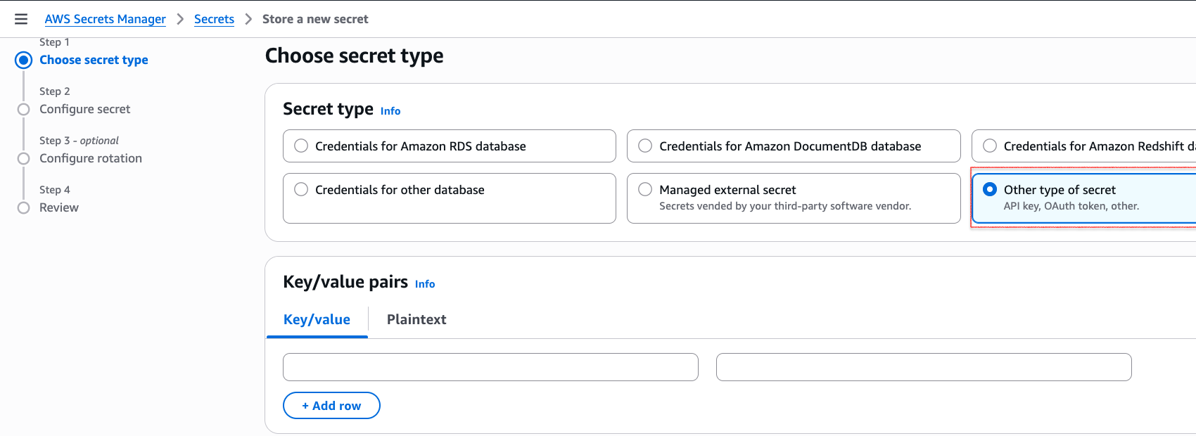 AWS: Configure AWS Secrets