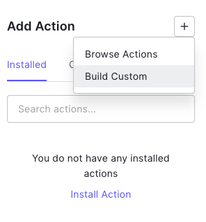 Add Custom Action menu