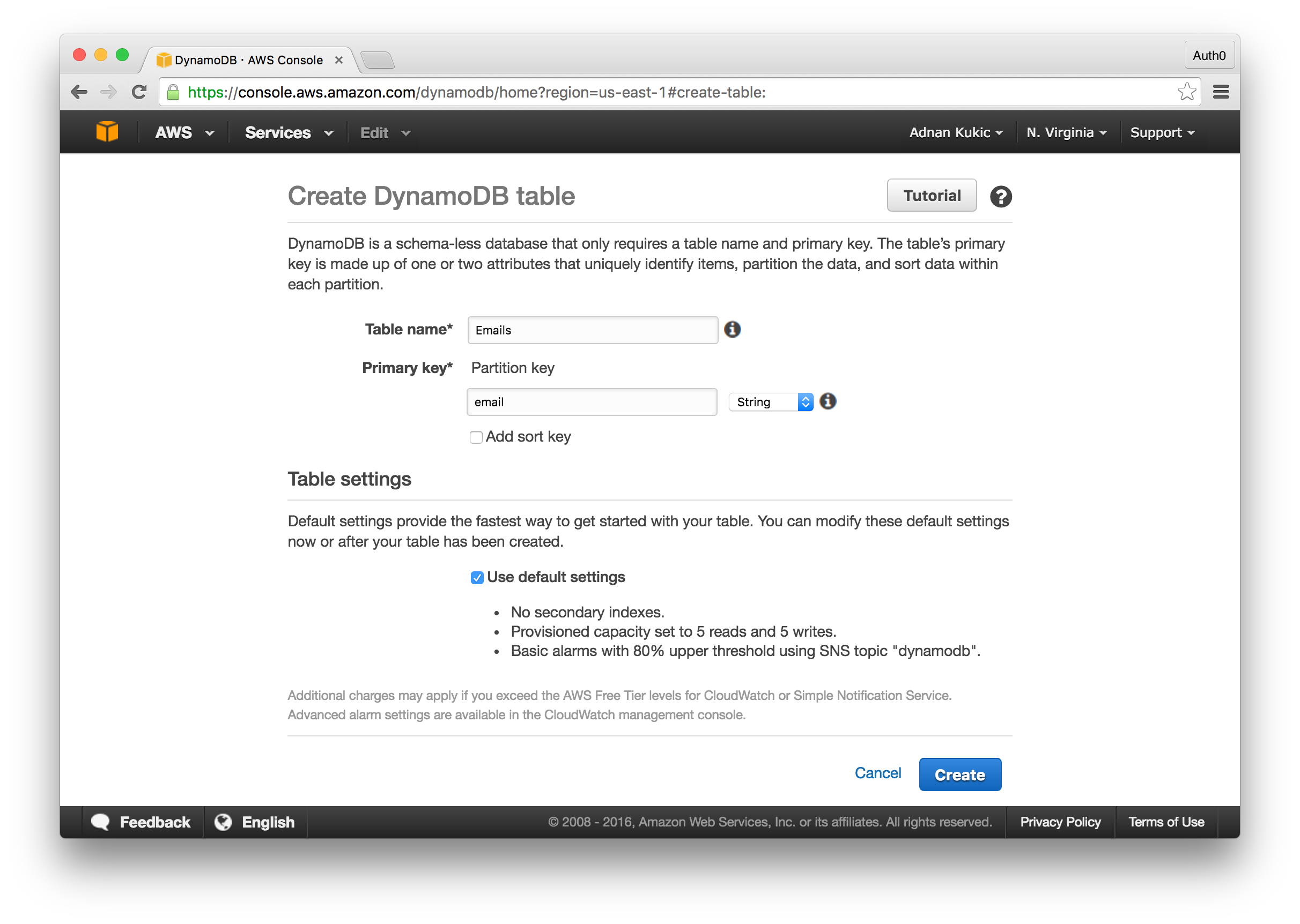 DynamoDB Setup