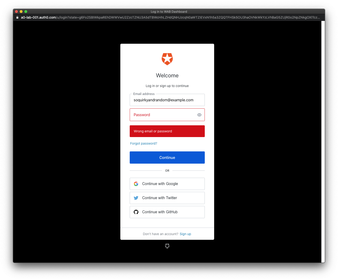 Auth0 Universal Login authentication error messages