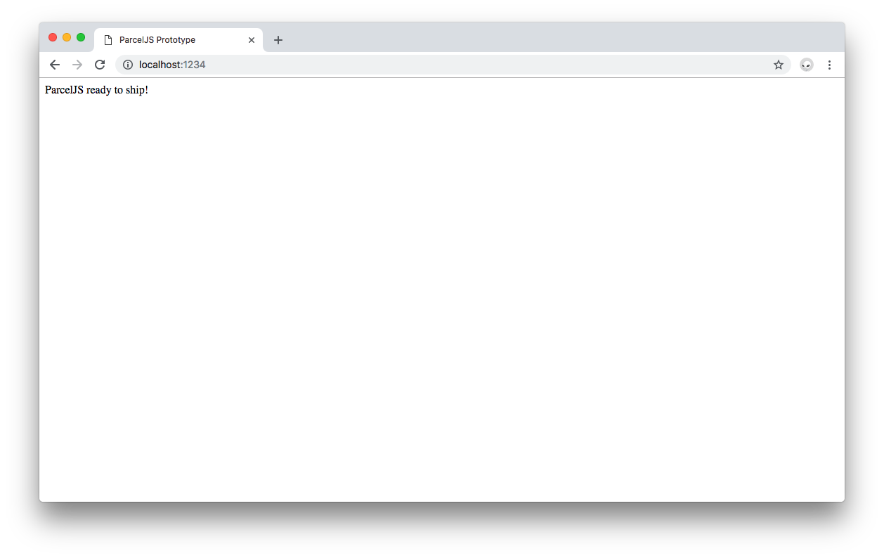 ParcelJS output on the browser screen.