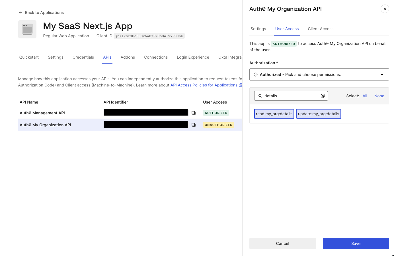 Auth0 Management Dashboard - Applications - APIs - User Access