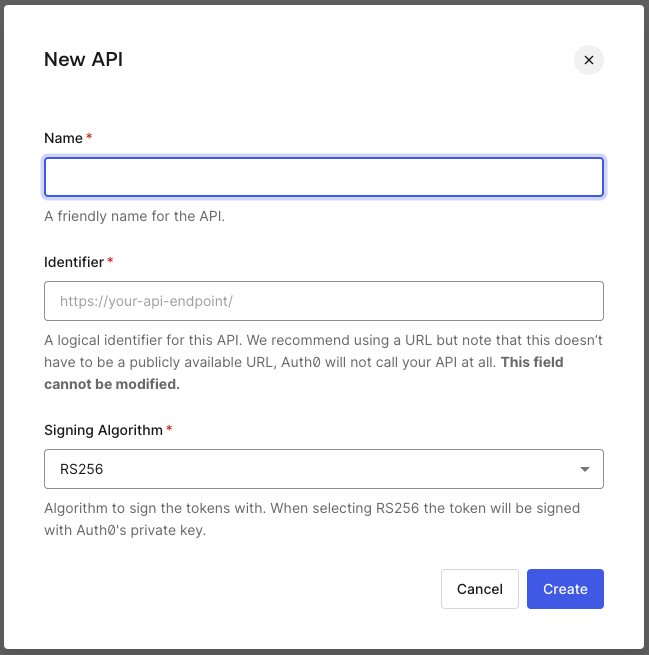 Registering an API in Auth0