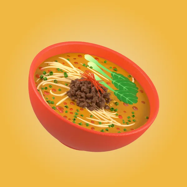 Spicy noodle bowl with toppings, perfect for a comforting Mother’s Day meal delivered fast.
