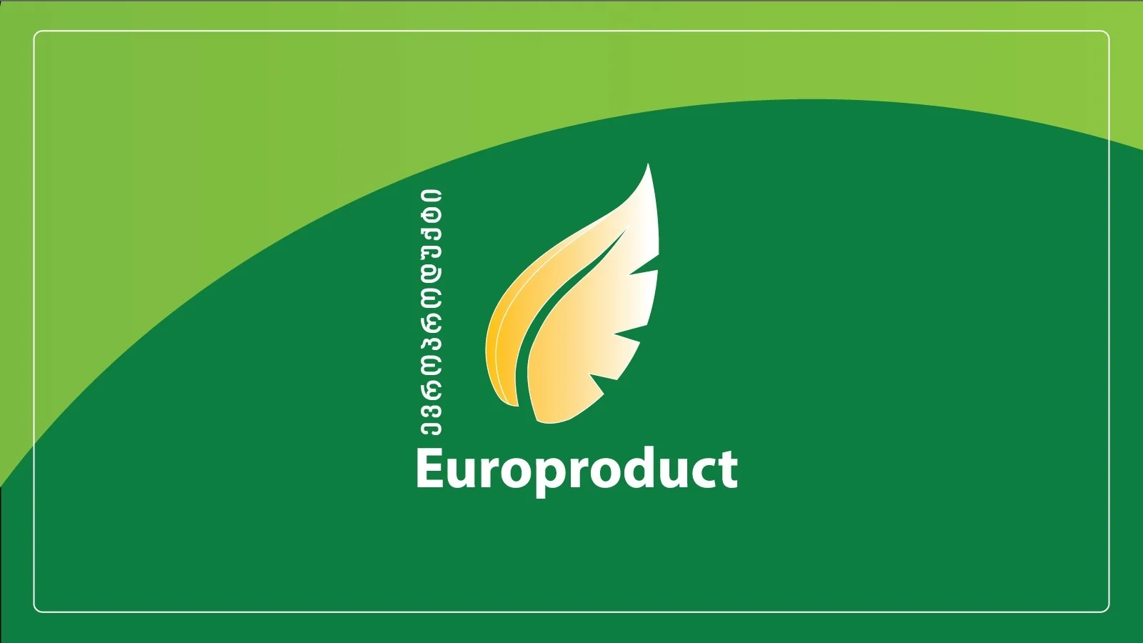 Europroduct logo with Georgian wordmark ევროპროდუქტი and English "Europroduct", green banner background, provided by user for the Georgia grocery page.