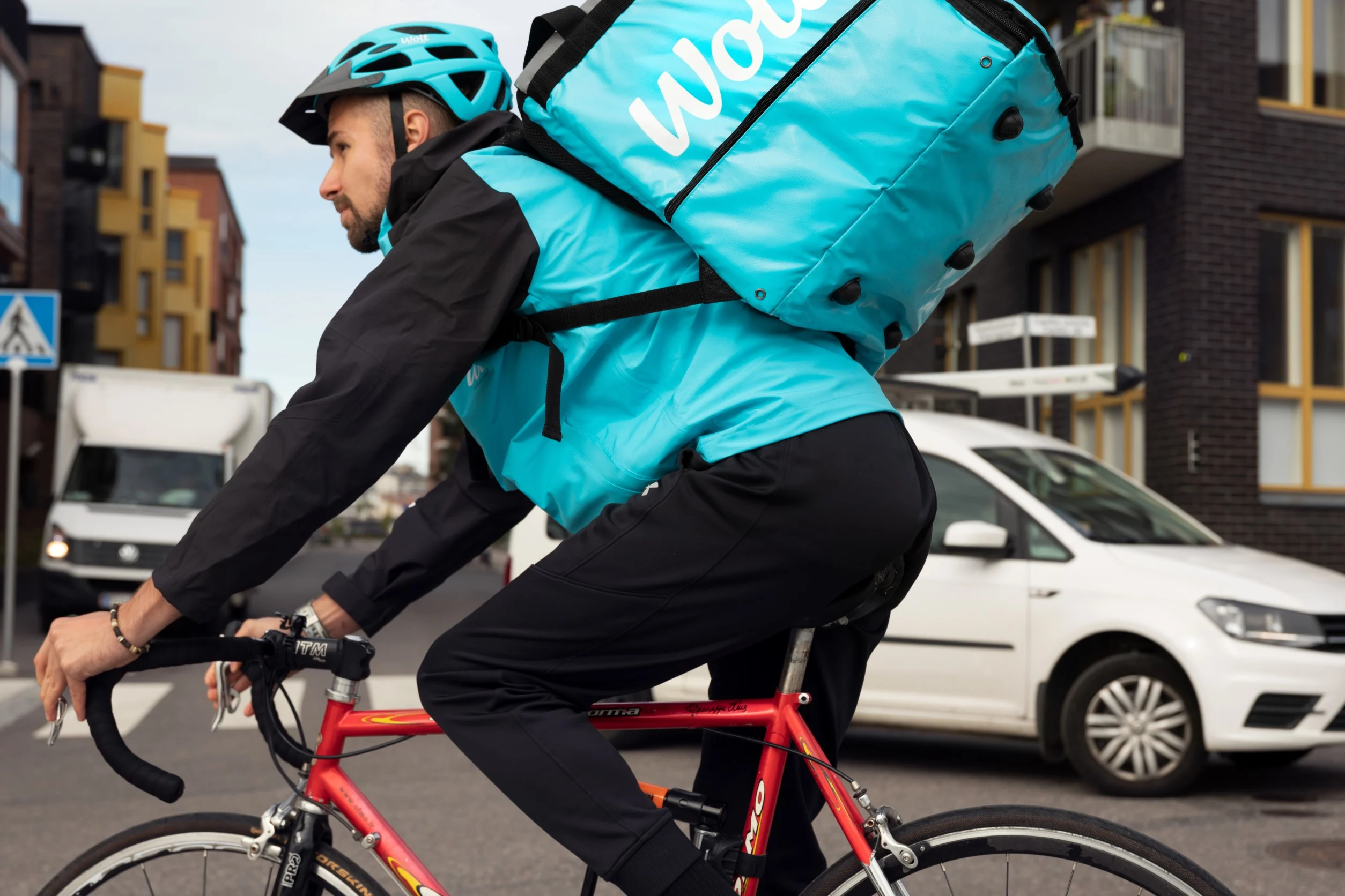 Wolt Courier partner on a bike