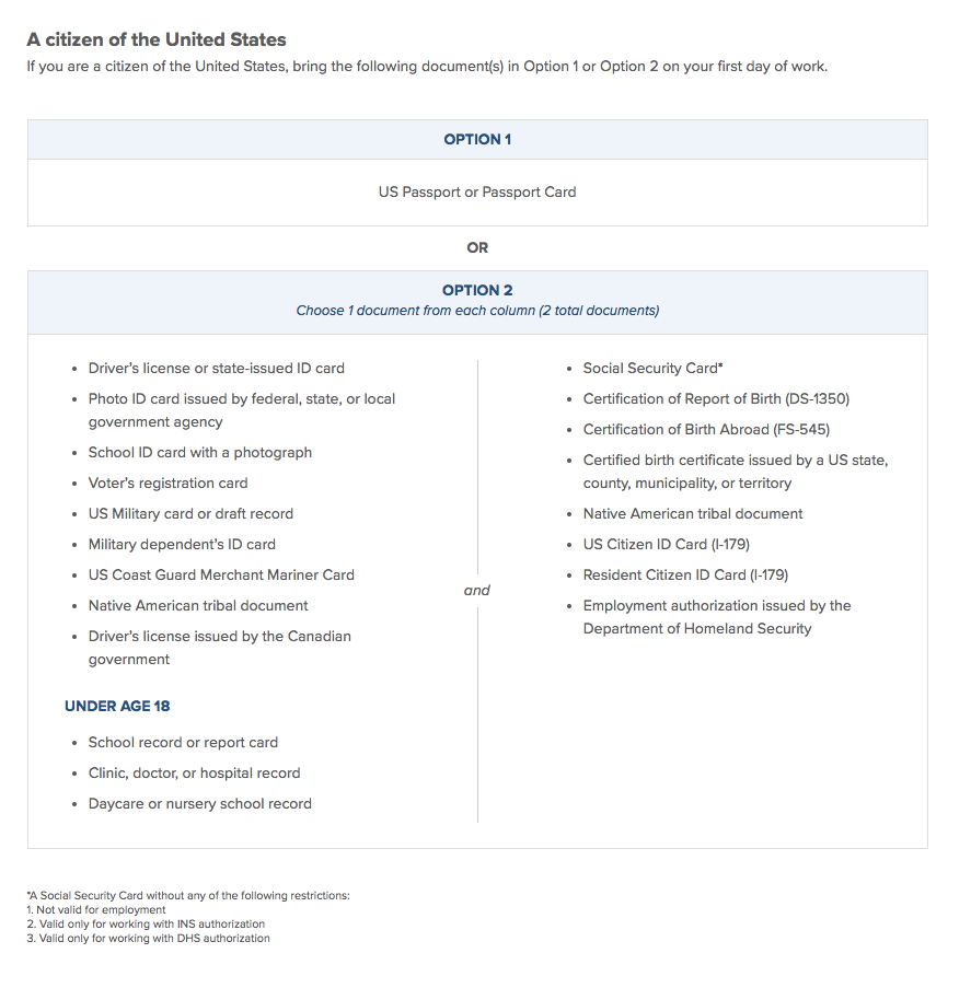 US Citizen I-9 Details