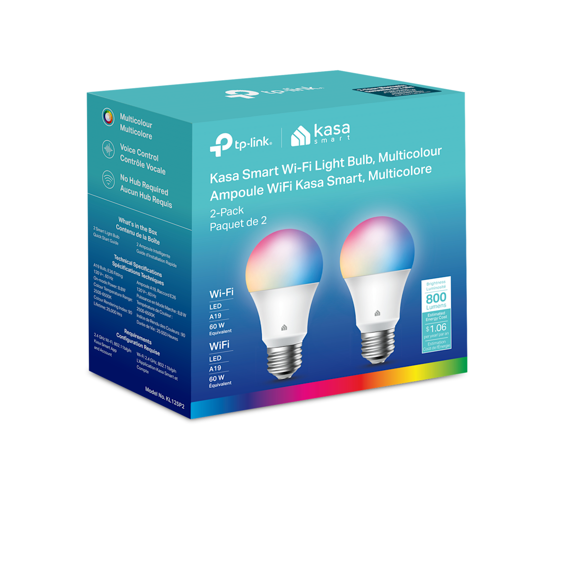 Ensemble d'ampoules Wi-Fi intelligentes multicolores Kasa