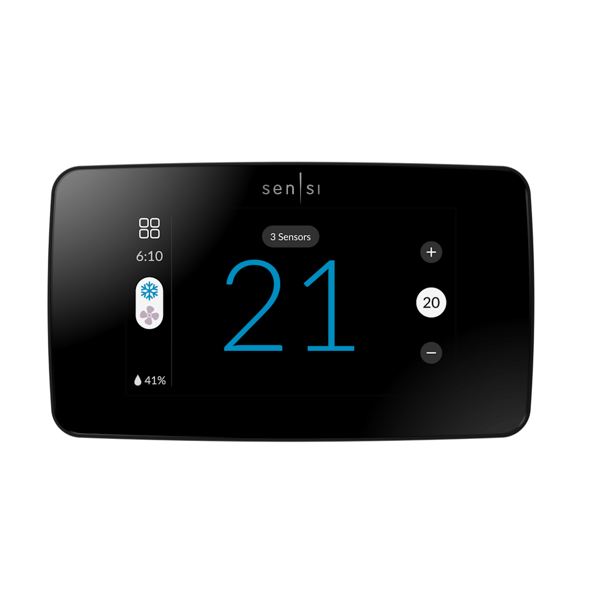 Le thermostat intelligent Sensi Touch 2 affichant la température.